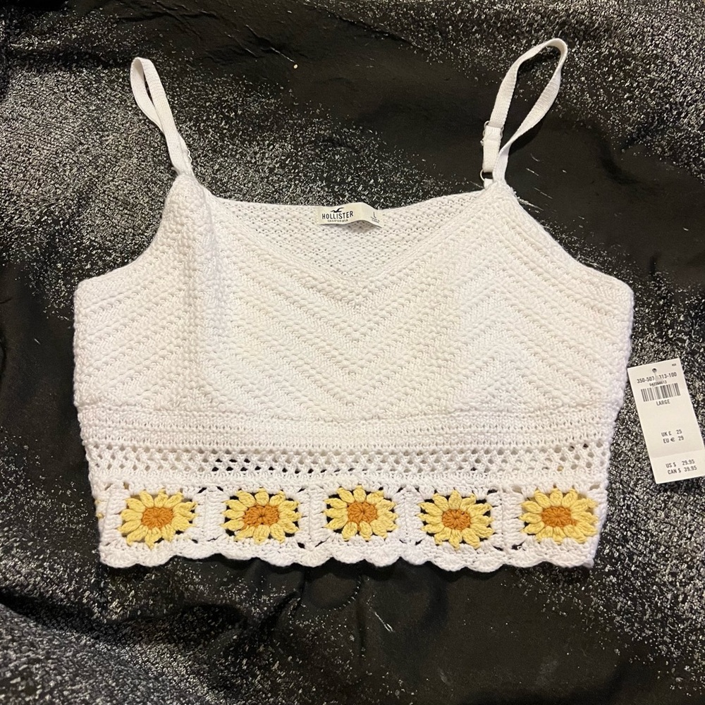 Hollister Sunflower Crochet Crop Top L